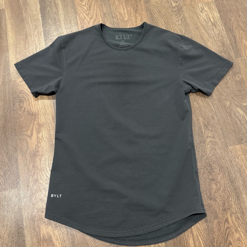 BYLT Basics Drop Cut Lux Short Sleeve TShirt Charcoal Gray Men’s Size Small - Picture 6 of 10